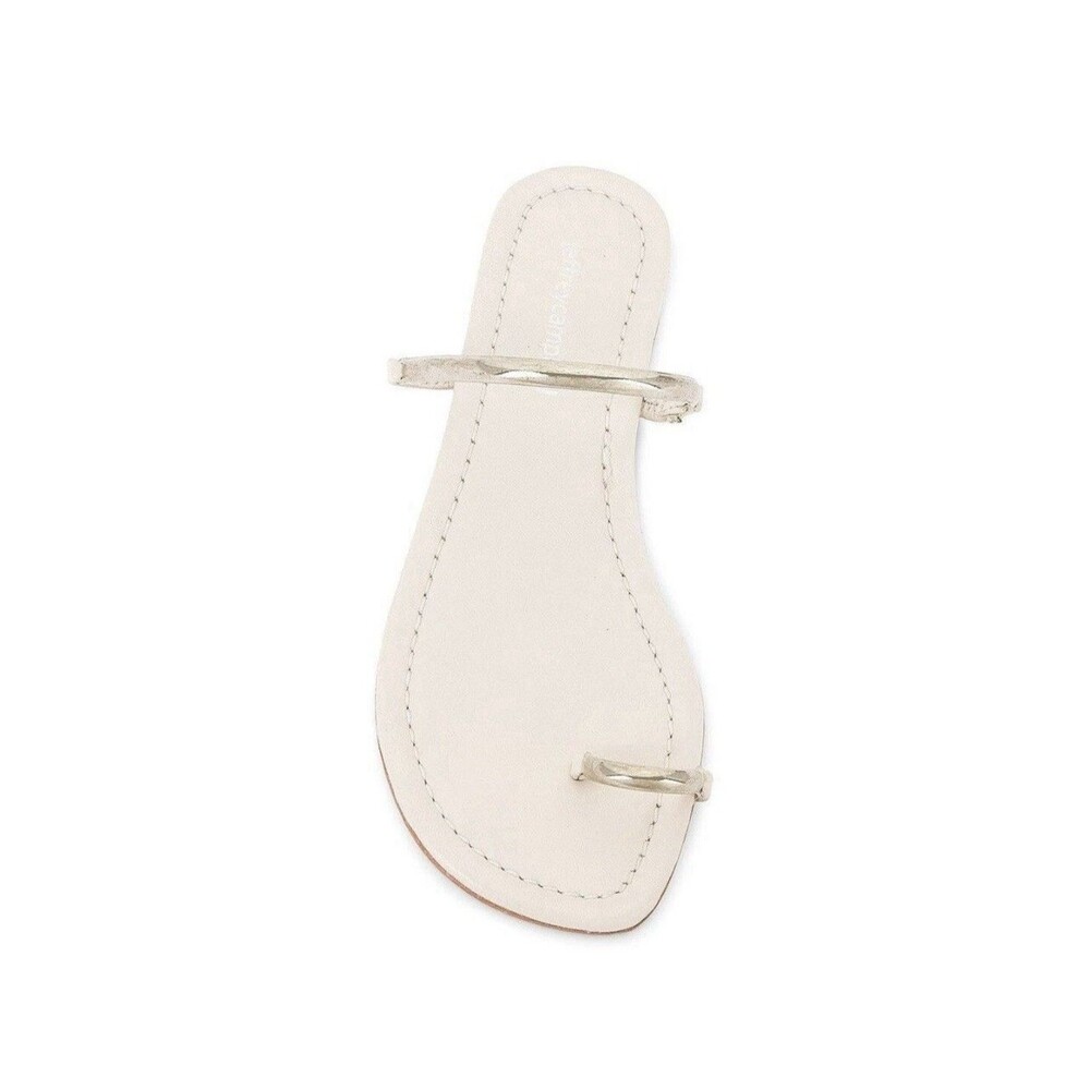Jeffrey Campbell Discreet White Cream Leather Toe Ring Flat Sandals Slides Sz 6